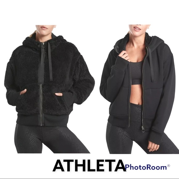Athleta Reversible Sherpa Jacket Black 
